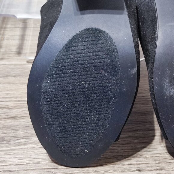 ShoeDazzle Rika Stacked Heeled Sandal Size 8 Black Open Toe - Picture 12 of 13